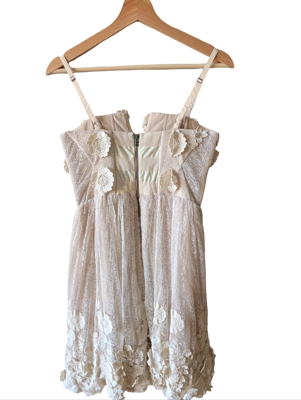 Alice + Olivia Devorah 3D Floral Appliqué Lace Mini Dress Size 6 - Picture 8 of 14